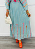 POL Seafoam Goddess Embroidered Maxi Dress (Reg.)