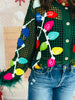Queen Of Sparkles Dk Green Crochet Christmas Light Feather Sleeve Cardigan (Reg. and Plus)