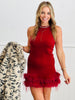 Sleeveless Fux Fur Trimmed Mini Dress (Reg.) - 2 Colors