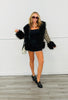 Leopard Print Faux Fur Trim Cardigan (Reg.)