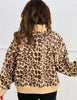 Queen Of Sparkles Tan Leopard Card Logo Mock Neck Sweatshirt (Reg. and Plus)