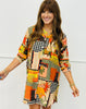 Pineapple Patchwork Button Up Mini Dress (Reg. & Plus)