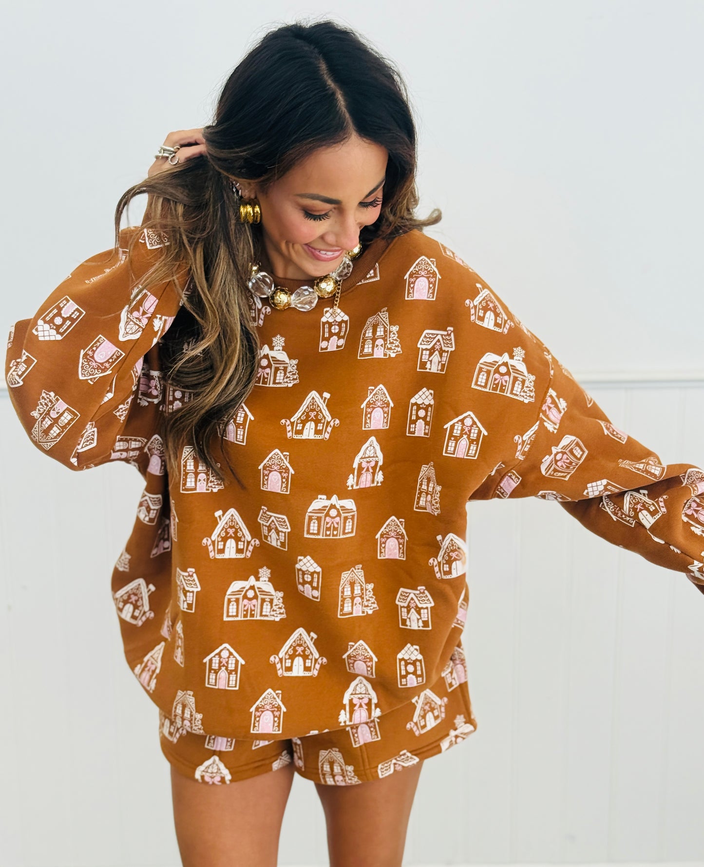Light Brown Ginger House Sweatshirt/Shorts Set (Reg.)
