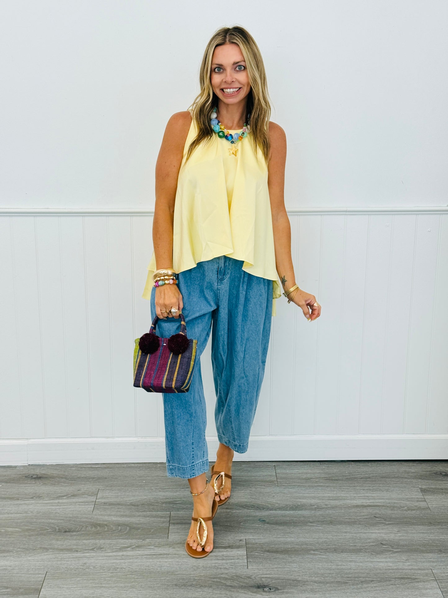 Light Denim Baggy Capri Pants (Reg)