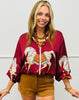 Maroon Festive Horse Zip Up Jacket (One Size )