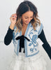Blue Cream Floral Jacquard Vest (Reg & Plus)