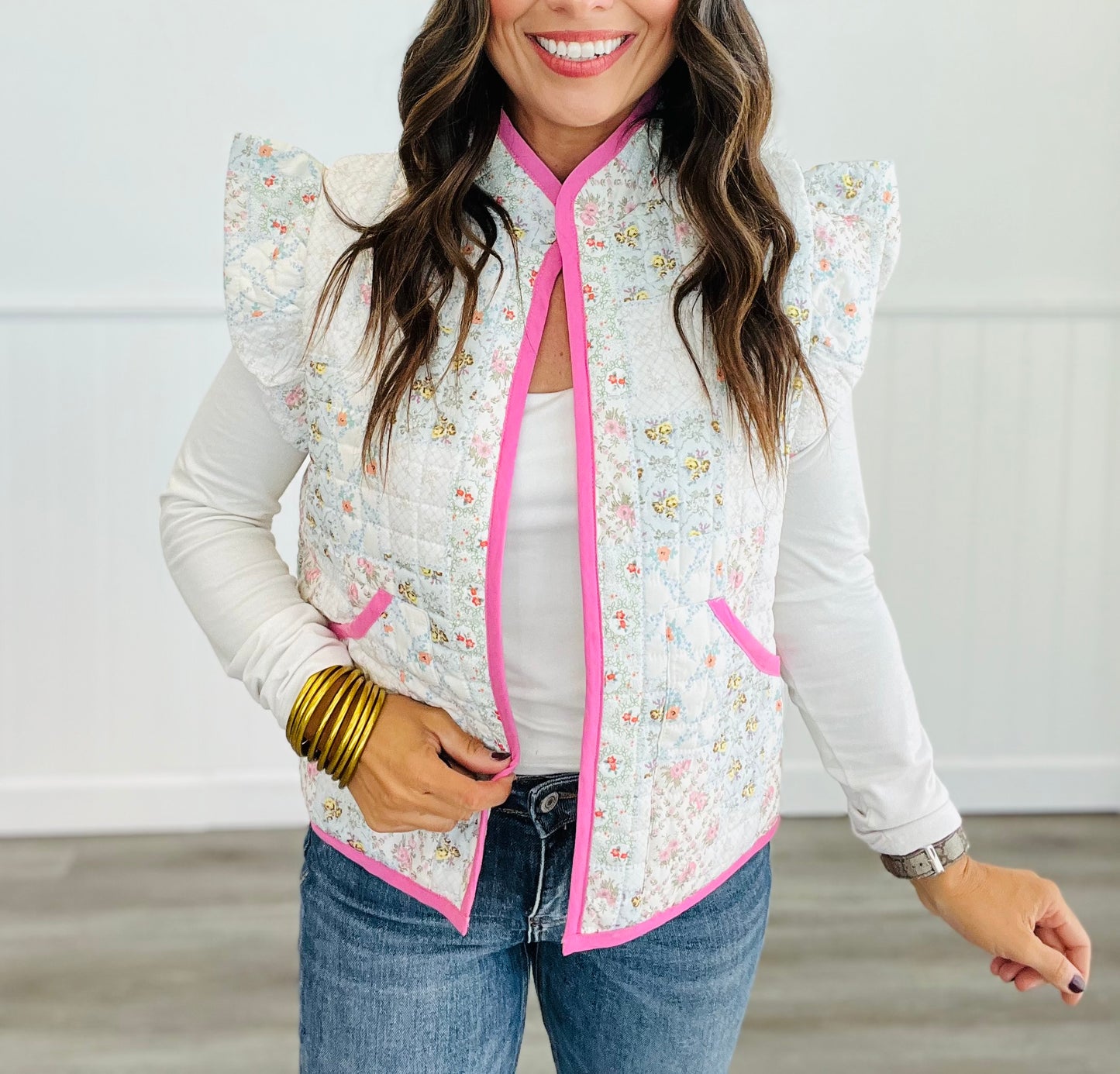 Quilted Floral Vest (Reg)