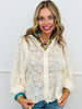 Ivory Floral Lace Button Up Top (Reg. and Plus)
