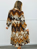 Mocha Multi Retro Printed Midi Dress (Reg. and Plus)