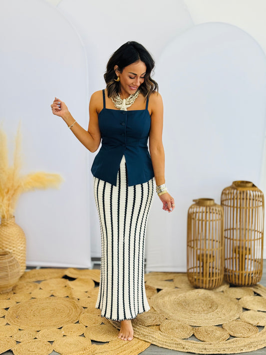 Nautical Charm Striped Maxi Skirt (Reg & Plus)