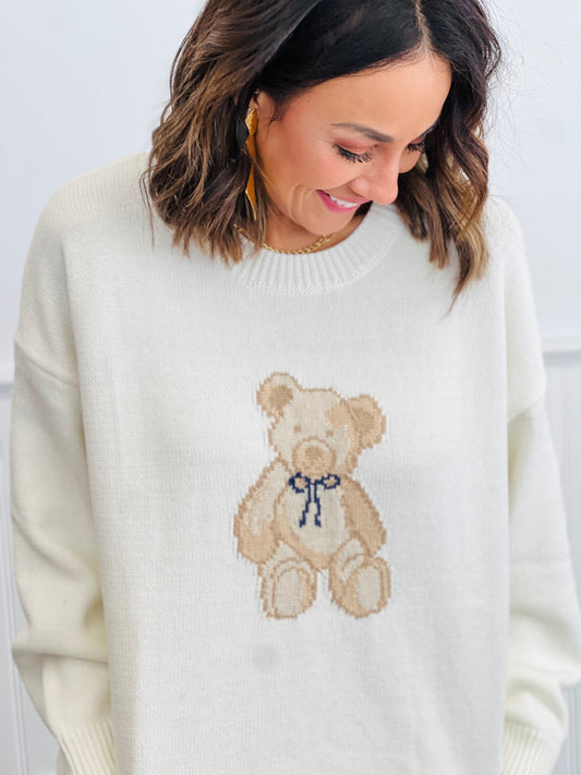 White Teddy Bear Sweater (Reg)
