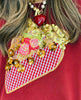 Queen Of Sparkles Maroon Gingham & Sequin Flower Pie Slice Sweatshirt (Reg. and Plus)