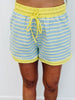 Blue Striped Contrast Top & Shorts Set (Reg.)