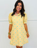 Yellow/Aqua Poplin Polka Dot Mini Dress (Reg.)