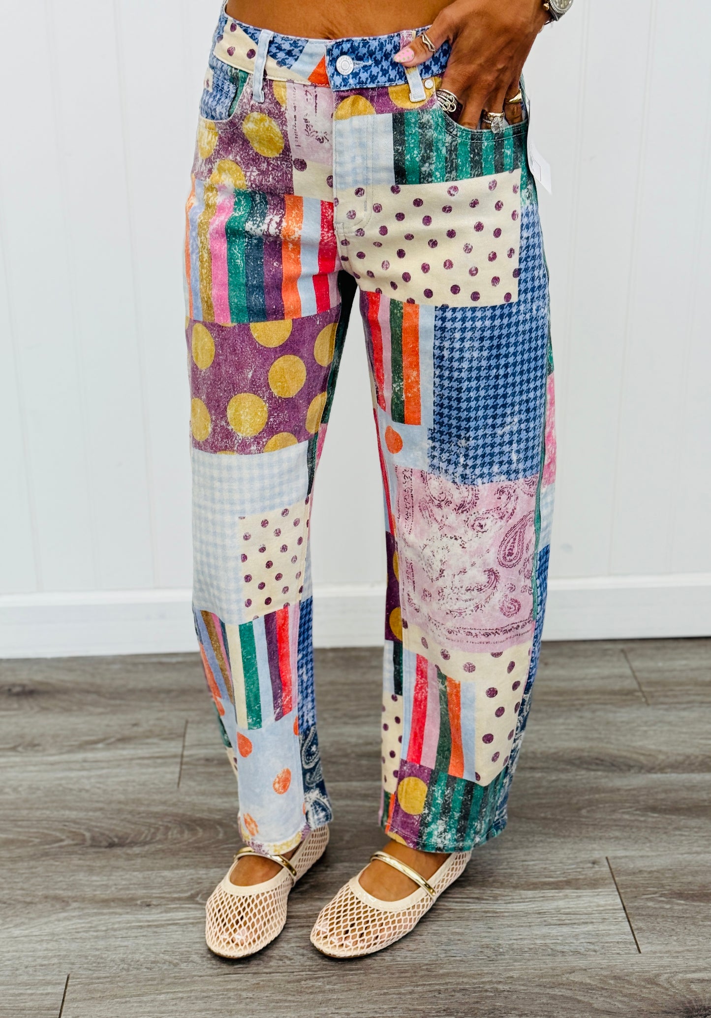 Jewel Patch Barrel Pants (Reg.)