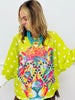 Lime Polka Dot Leopard Crowned & Colorful Pullover Top (One Size)