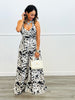 Black/Cream Cow Print Halter Top (Reg.)