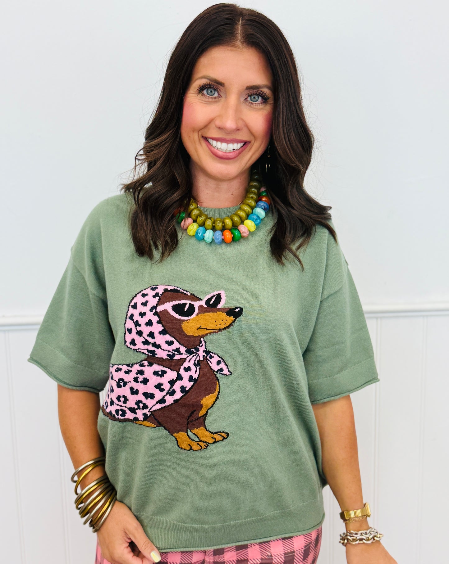 Olive Such A Diva Dachshund Graphic Sweater Top (Reg.)