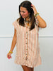 Rust Stripe Button Down Mini Dress (Reg & Plus)
