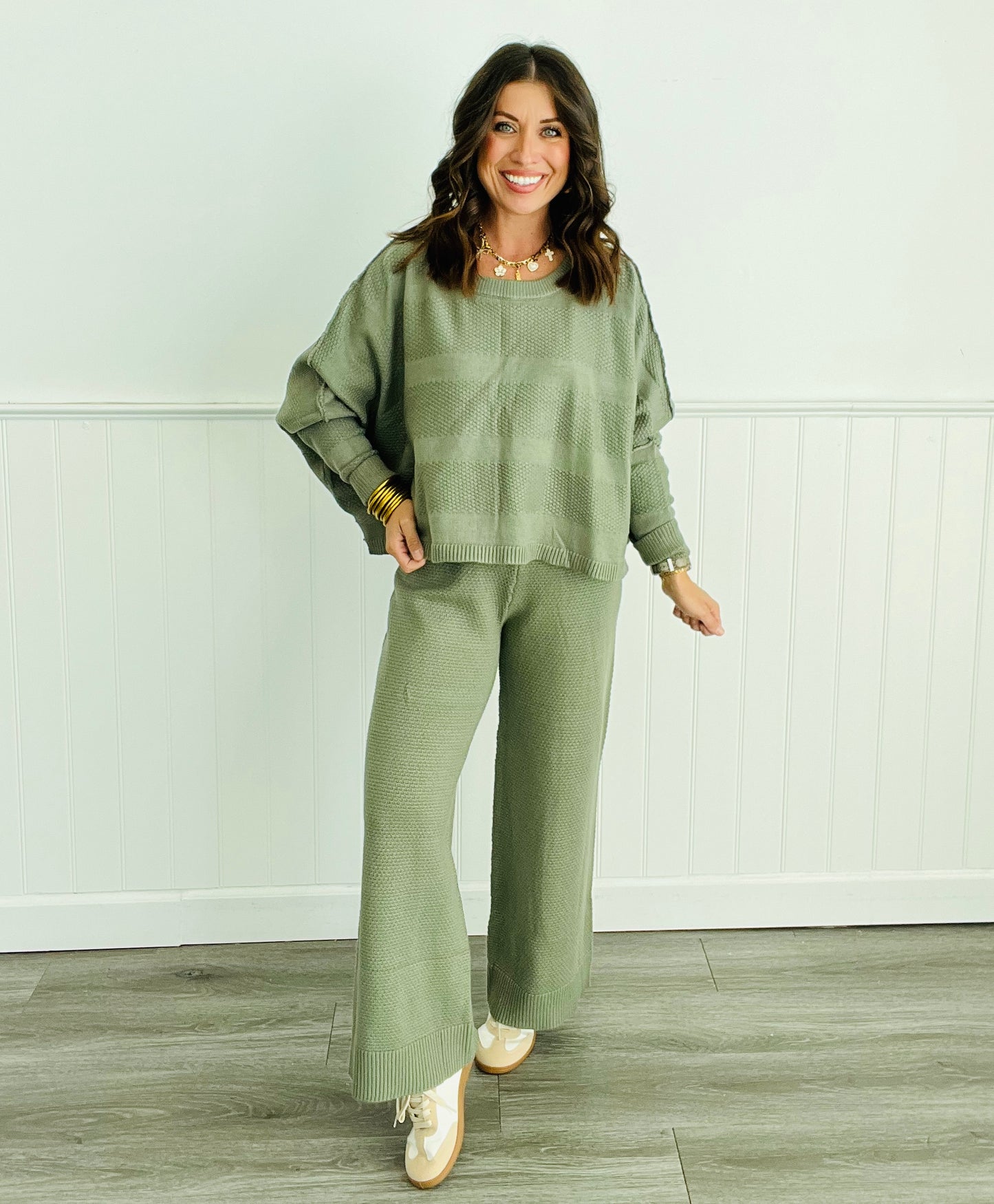 Textured Sweater & Pants Set (Reg)-3 Colors