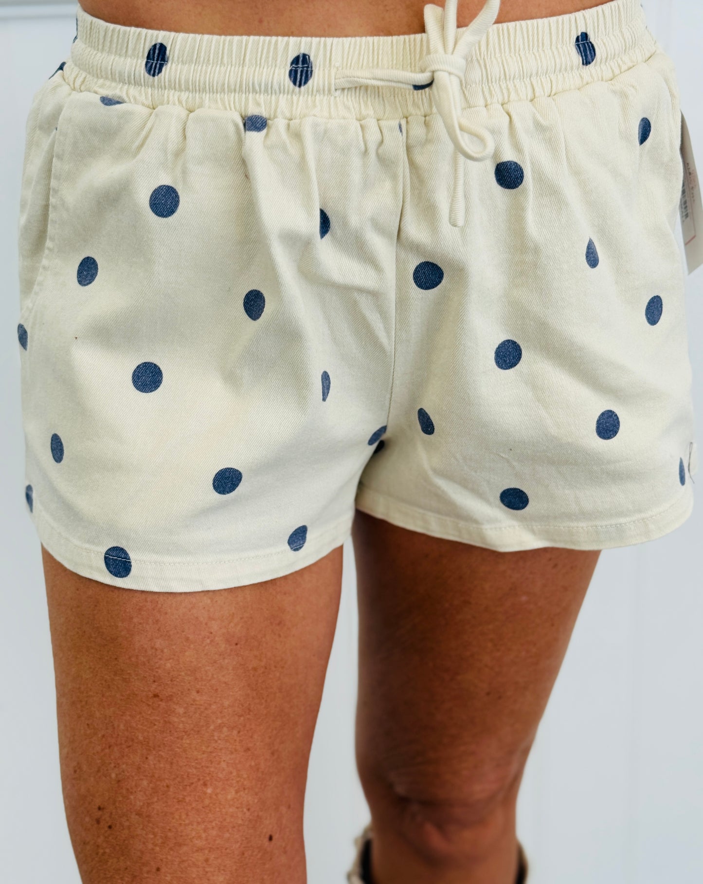 Cream/Navy Polka Dot Twill Shorts (Reg.)