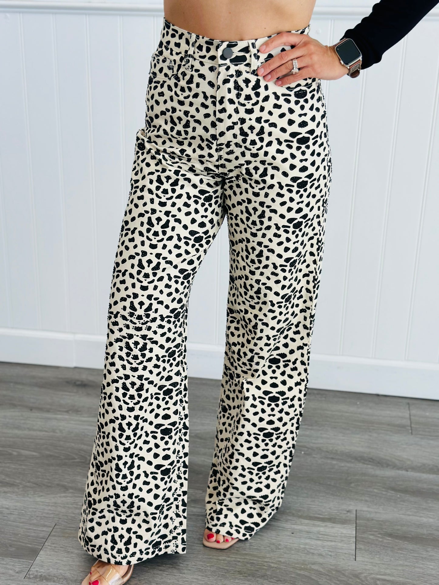 Ivory/Black Dalmatian Rhinestone Jeans (Reg.)