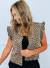 Tan Leopard Ruffle Detailed Vest (Reg.)