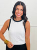 Off White Contrast Band Top (Reg & Plus)
