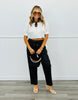 Black Faux Leather Drawstring Pants (Reg.)