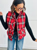 Red Plaid Padded Vest (Reg)