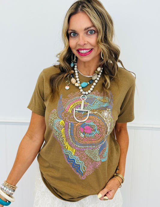 Brown Dotted Buffalo Graphic Tee (Reg. and Plus)