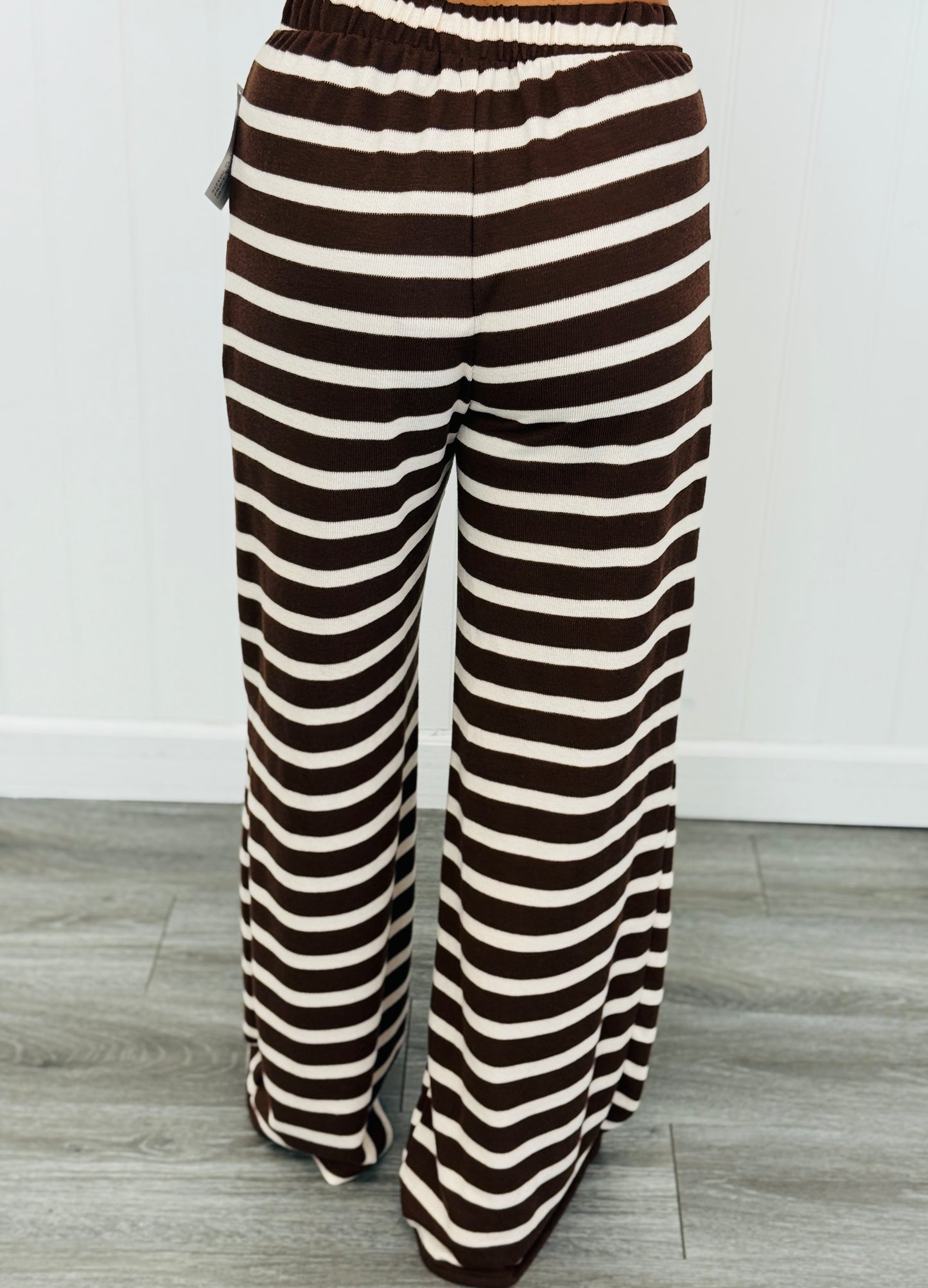 Brown/White Stripe Pleated Pants (Reg.)