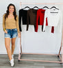 Square Neck Long Sleeve Top (Reg. and Plus) - 5 Colors