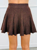 Brown Turtleneck Sweater & Pleated Mini Skirt Set (Reg.)