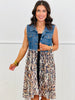 Denim Jacket With Leopard Lace Layer Jacket (Reg. and Plus)
