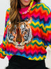 Queen Of Sparkles Rainbow Zig Zag Tiger Sweater (Reg. and Plus)