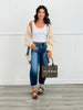 Natural V-Neck Denim Pockets Sweater Cardigan (Reg. and Plus)
