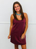 Maroon THE RAY Techno Cupro Strappy Mini Skort Dress (Reg.)