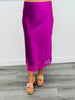 Magenta Satin Midi Slip Skirt (Reg.)