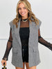 Black/White Checkered Sleeveless Blazer (Reg.)