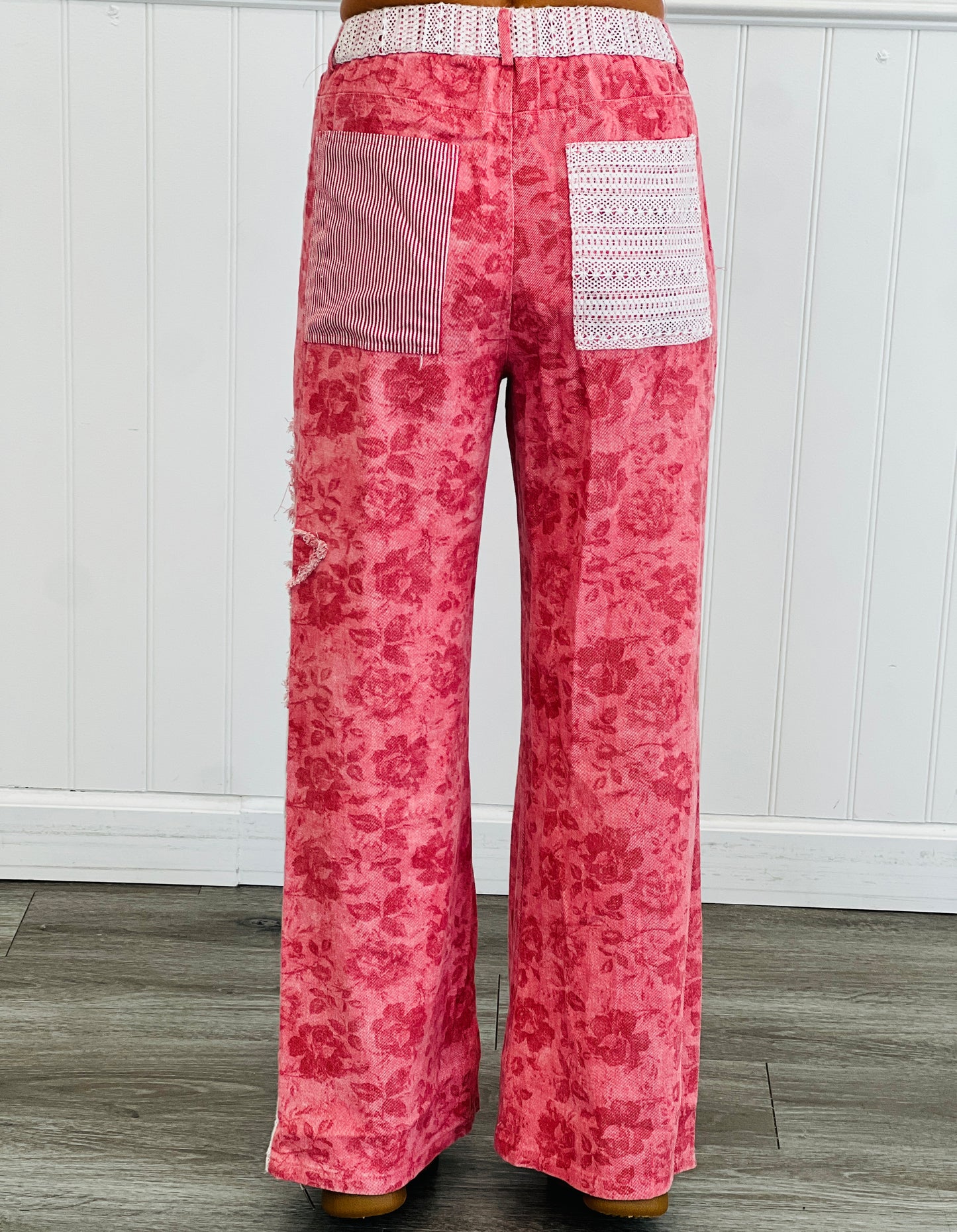 Pink/Red Power Patch Floral Pants (Reg & Plus)