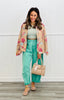 Tan Multi Contrast Floral Zip Up Jacket (Reg.)
