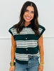 Hunter Green Varsity Striped Button Front Vest Top (Reg.)