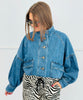 Medium Denim High Neck Jacket (Reg. and Plus)