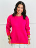 Hot Pink Contrast Trim Sweater (Reg & Plus)