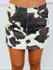 Cow Print Low Rise Mini Skirt (Reg.)