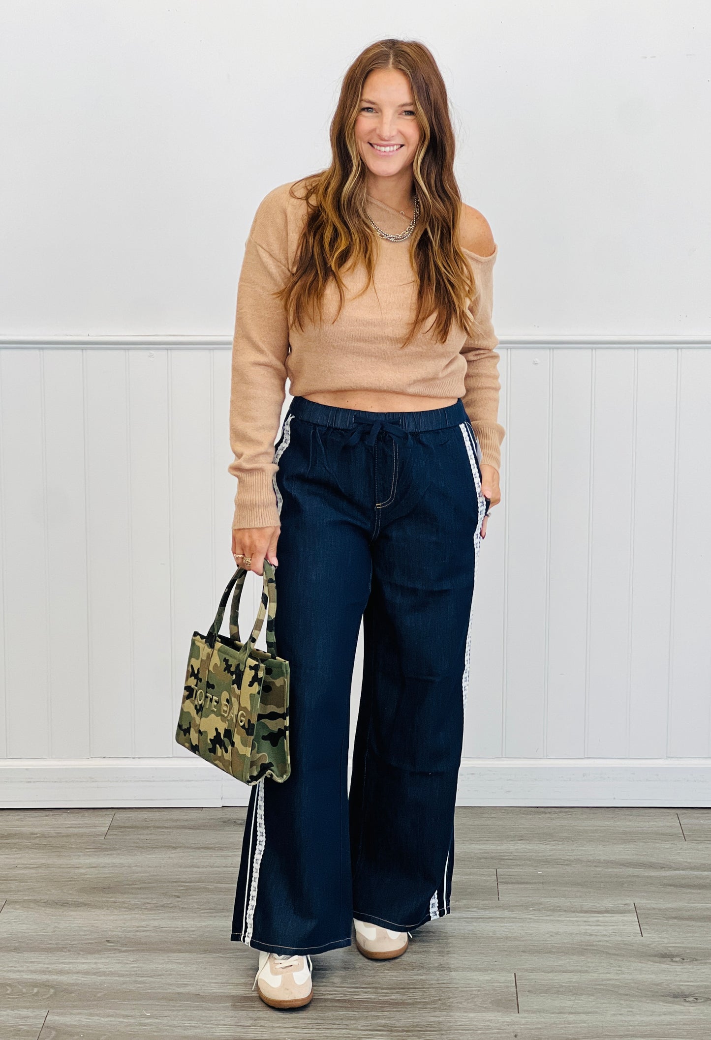 Denim Side Lace Stripe Pants (Reg.)