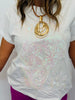 Queen Of Sparkles White Tonal Card Logo Tee (Reg. & Plus)