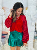 Luxe Velvet Sequin Sleeves Blouse (Reg & Plus)-2 Colors