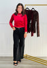 Velvet Solid LS Blouse (Reg & Plus)-3 Colors